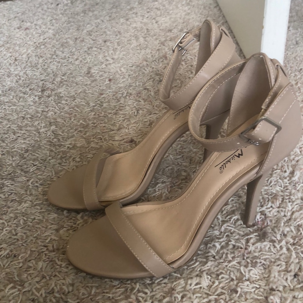 Tan Strappy Open Toe Heels